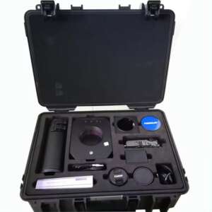 Custom foam insert with DSLR camera and lens in case